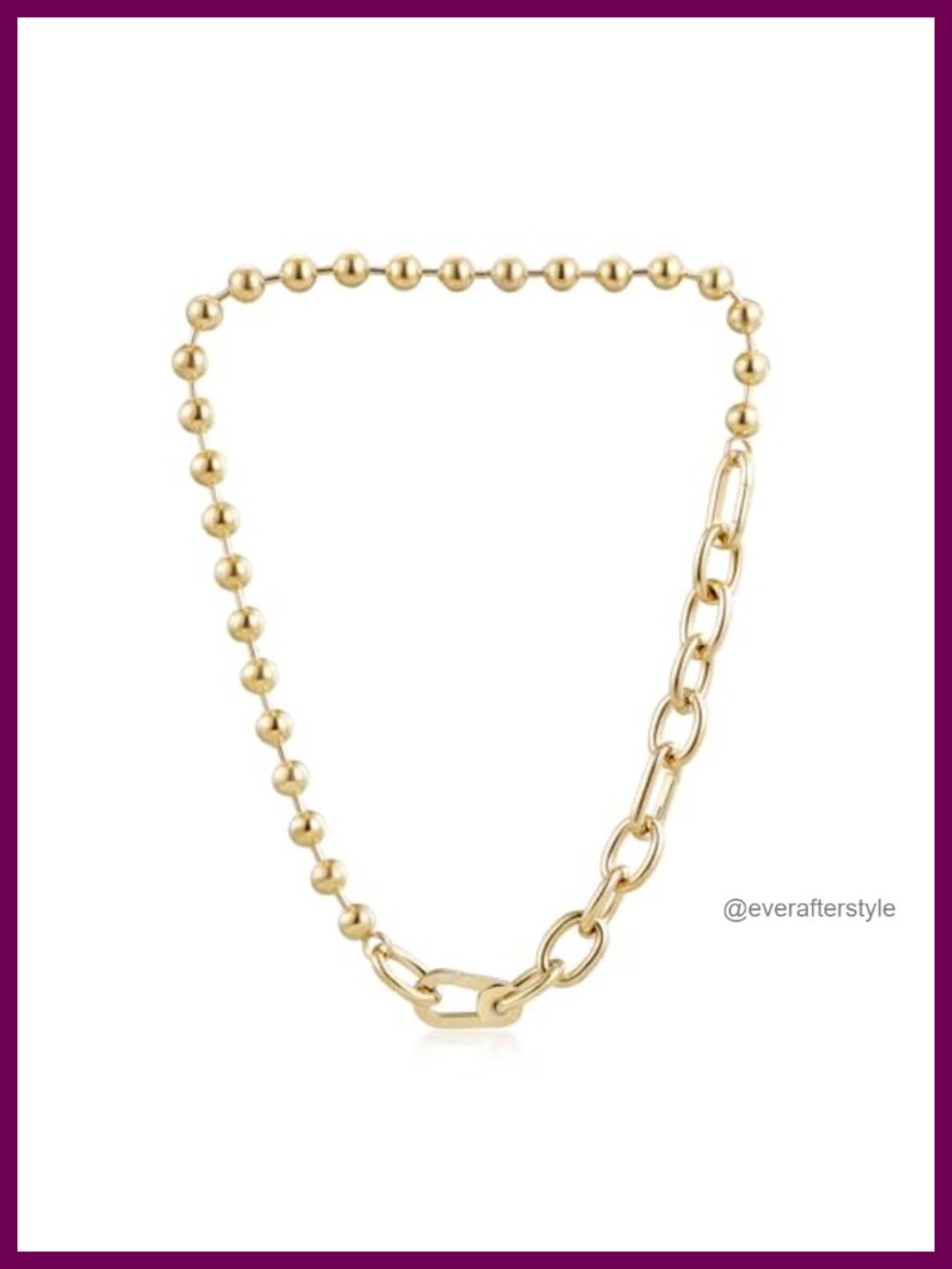 14K Gold Plated Beaded Link Chain Necklace Lock Pendant Clasp Choker